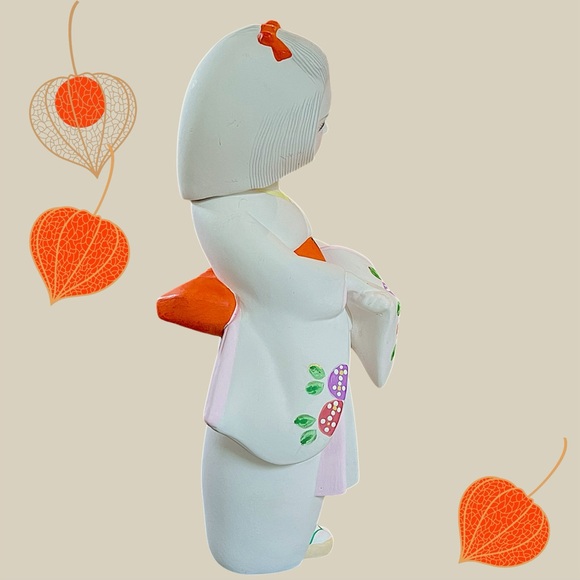 Vintage Japanese Hakata Ningyo Doll Unglazed Hand Painted 11"h Clay Figurine - Picture 3 of 15